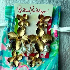 Lilly Pulitzer Gold Floral Drop Earrings